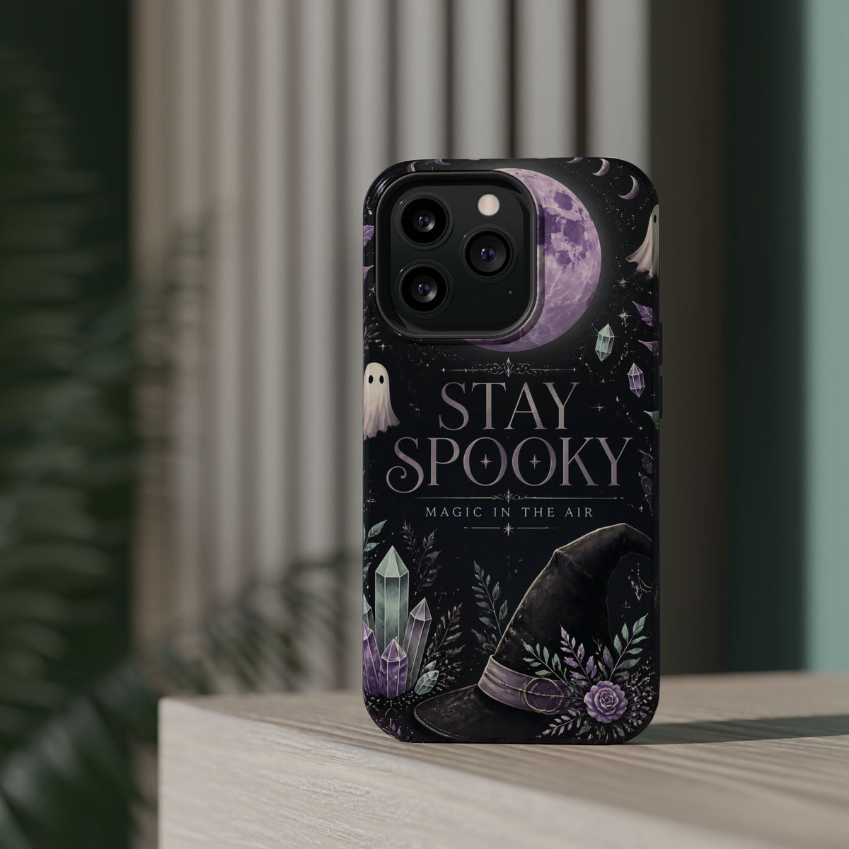 Stay Spooky Halloween Phone Case Witchy Purple Moon Tough Protective iPhone Samsung Galaxy Cover Festive Collection