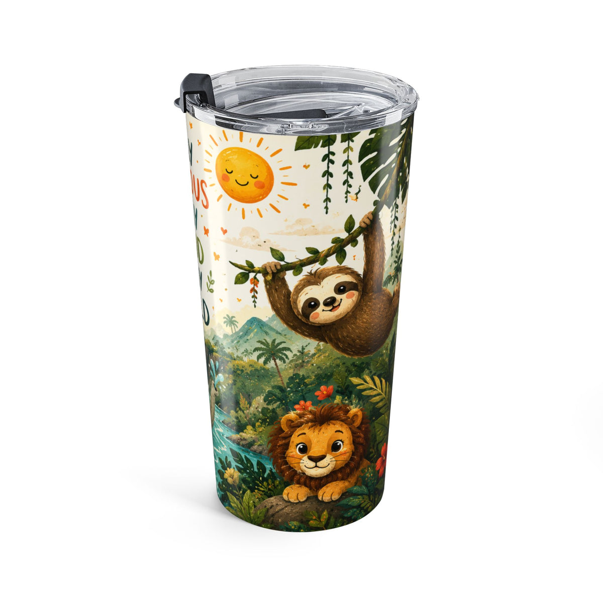 Tumbler Kids Jungle Animals Water Bottle Design Stay Curious Stay Kind Stay Wild drinkware
