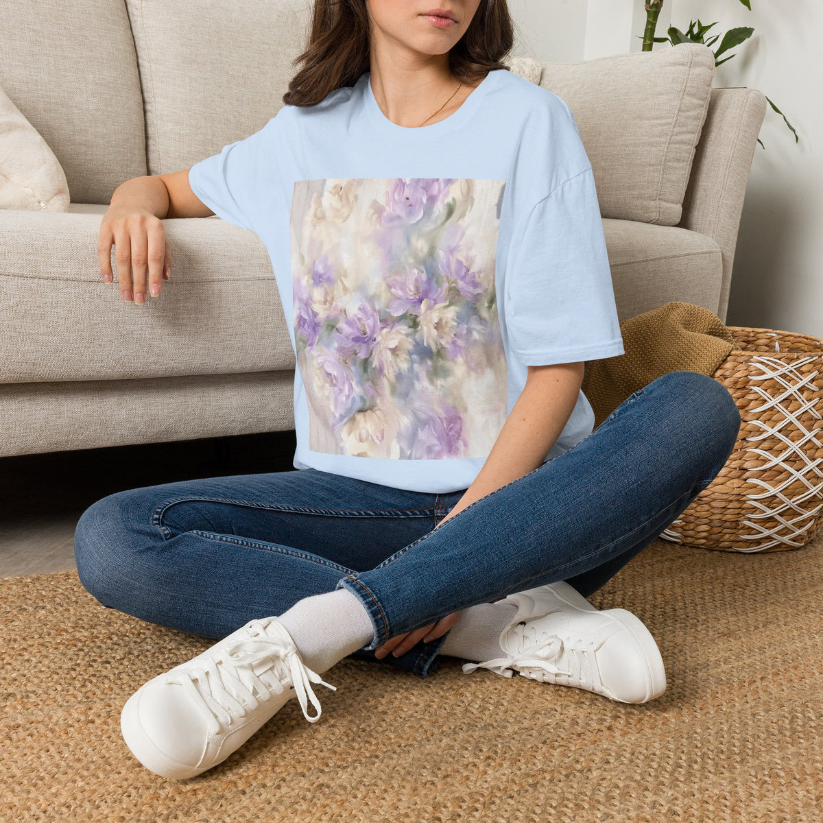Abstract Floral Graphic T-Shirt, Modern Botanical Art Tee, Artistic Flower Print Shirt
