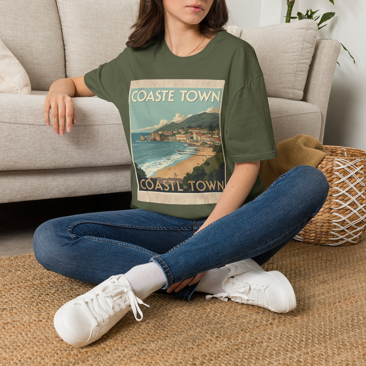 Vintage Coastal Graphic T-Shirt, Retro Beach Poster Tee, Ocean-Inspired Unisex Shirt