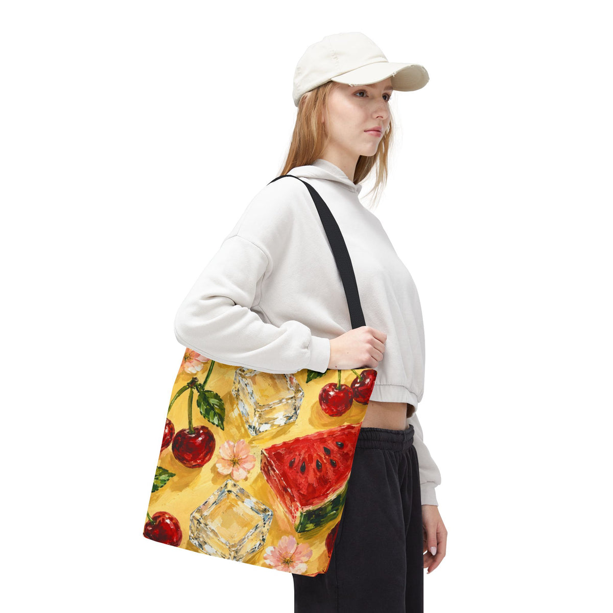 Summer Fruit Tote Bag – Cherry & Watermelon AOP Bag | Colorful Everyday Accessory
