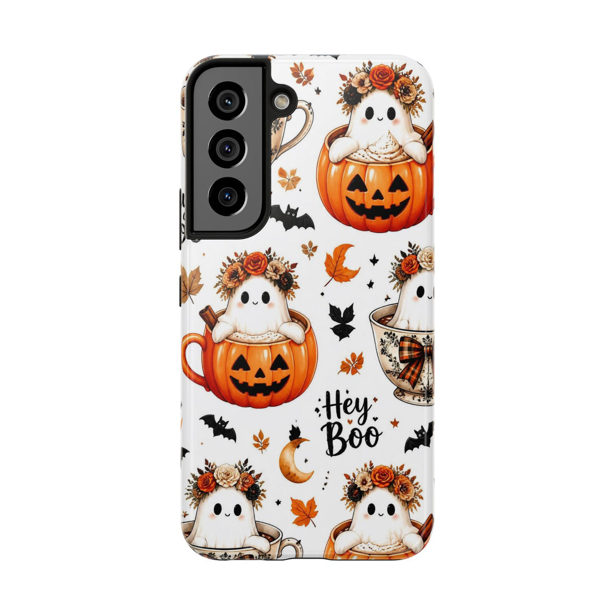 Hey Boo Halloween Phone Case Spooky Ghost Tough Protective iPhone Samsung Galaxy Cover Festive Collection