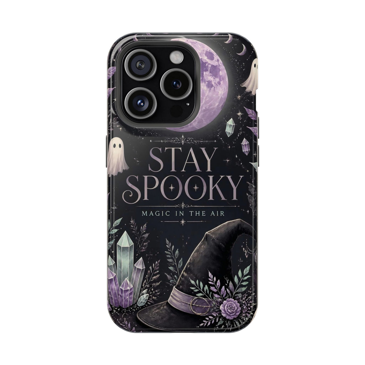 Stay Spooky Halloween Phone Case Witchy Purple Moon Tough Protective iPhone Samsung Galaxy Cover Festive Collection