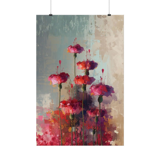 Abstract Floral Rolled Poster, Colorful Modern Flower Wall Art, Contemporary Botanical Painting Print, Artistic Home Decor.