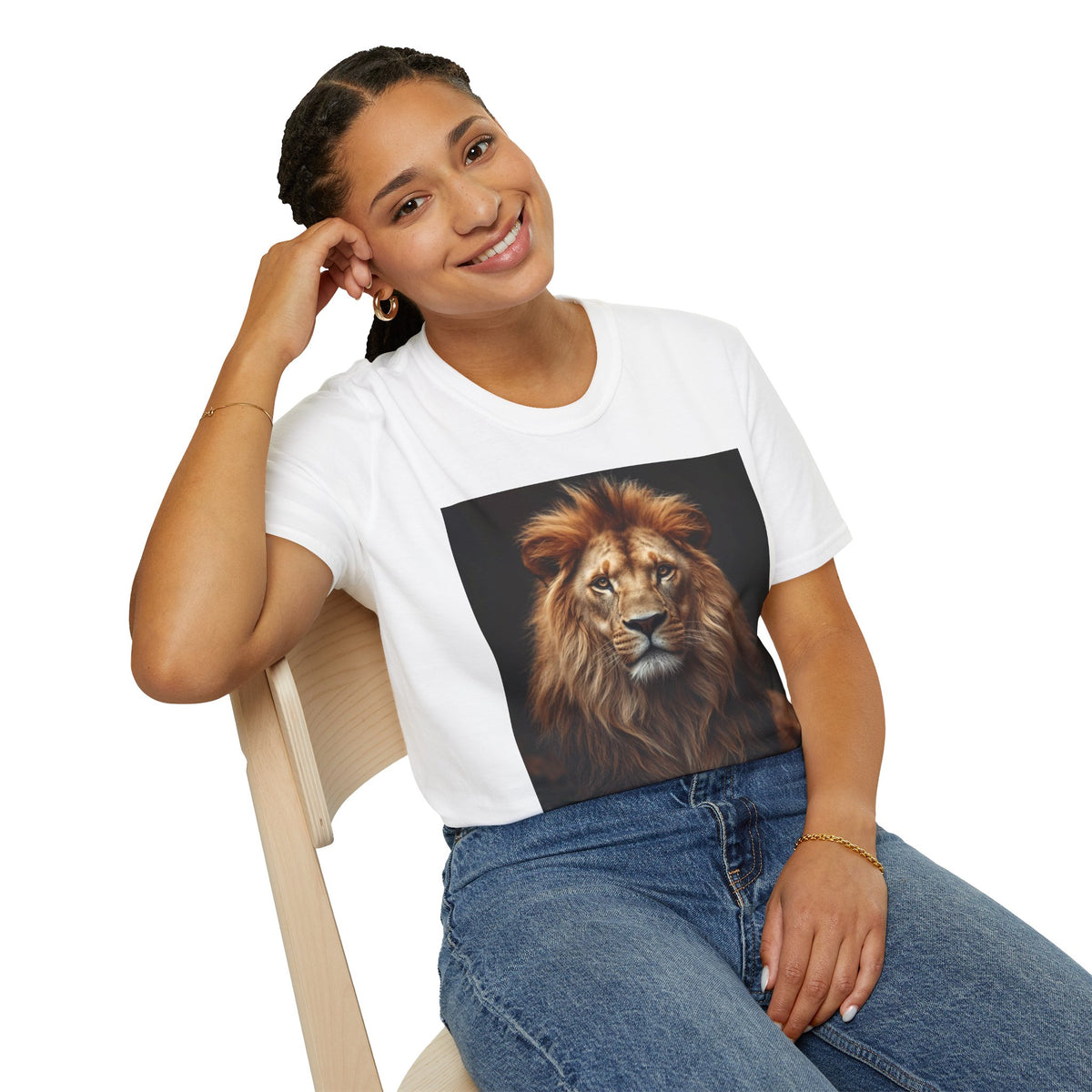 Men’s Lion Graphic T-Shirt, Realistic Lion Art Tee, Black Unisex Animal Print Shirt