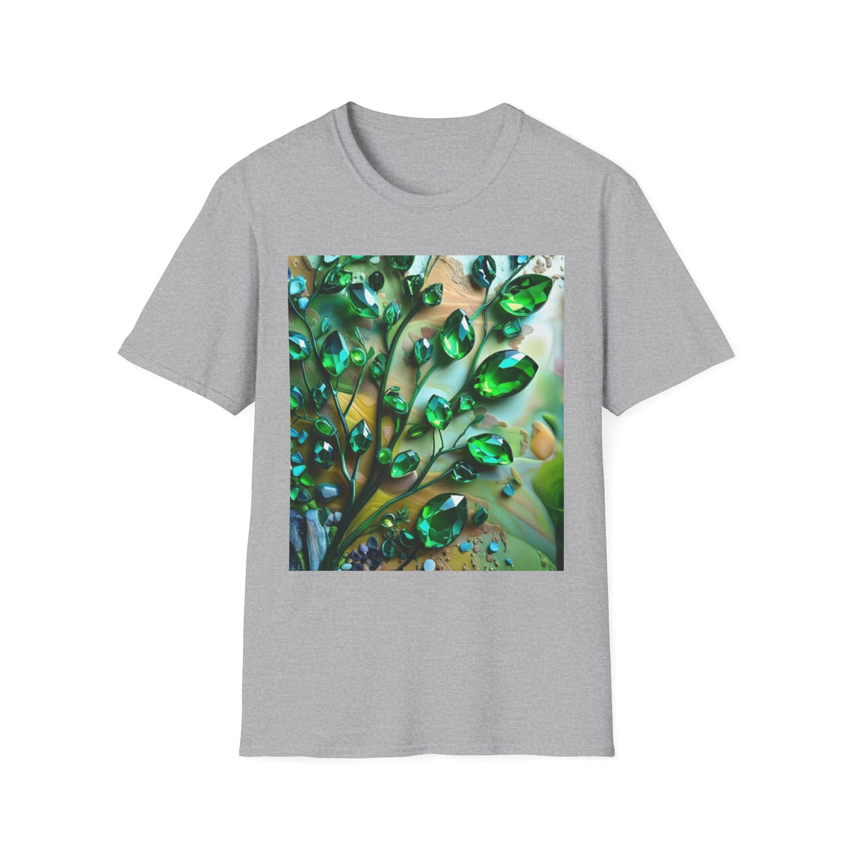 Green Emerald Gemstone Print T-Shirt | Unique Crystal Graphic Tee