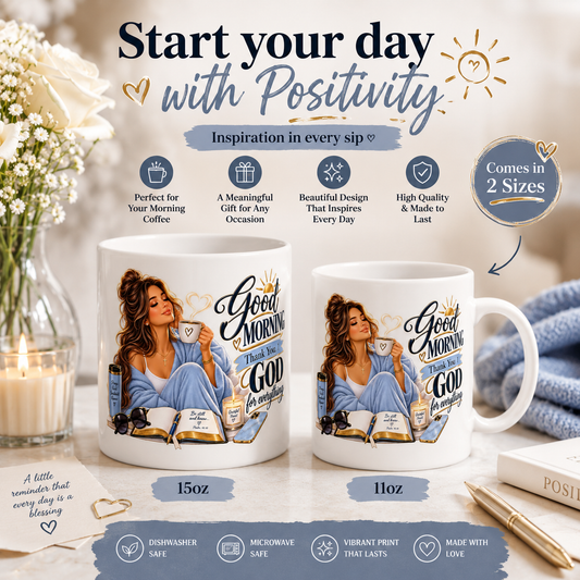 Good Morning Thank You My God For Everything Mug | Christian Faith Coffee Cup \Drinkware