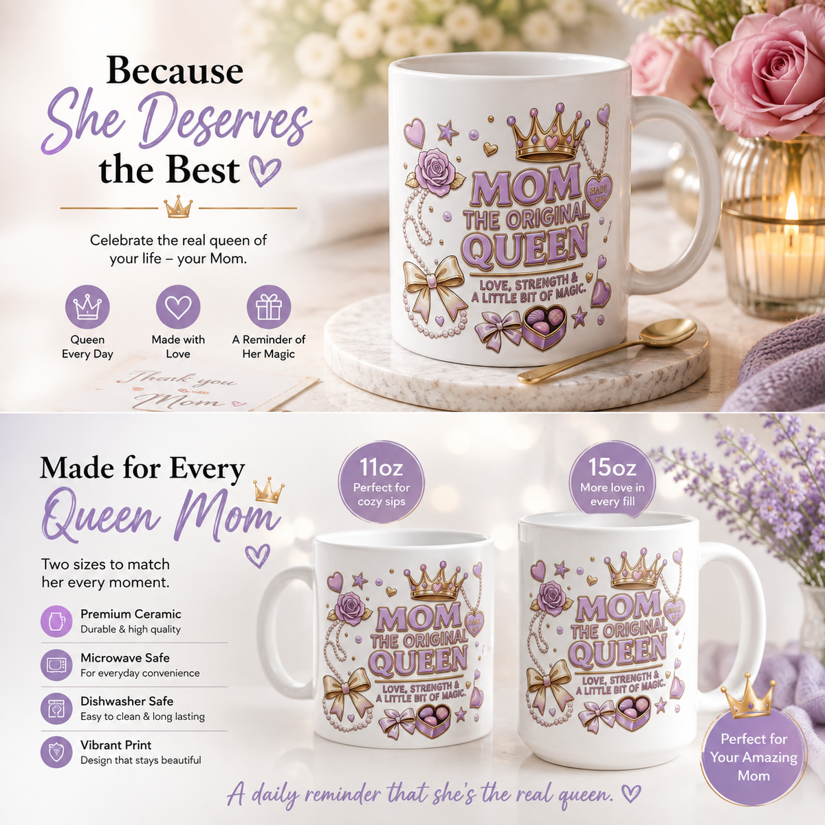 Mom Is the Real Queen Coffee Mug | Stylish Mom Drinkware