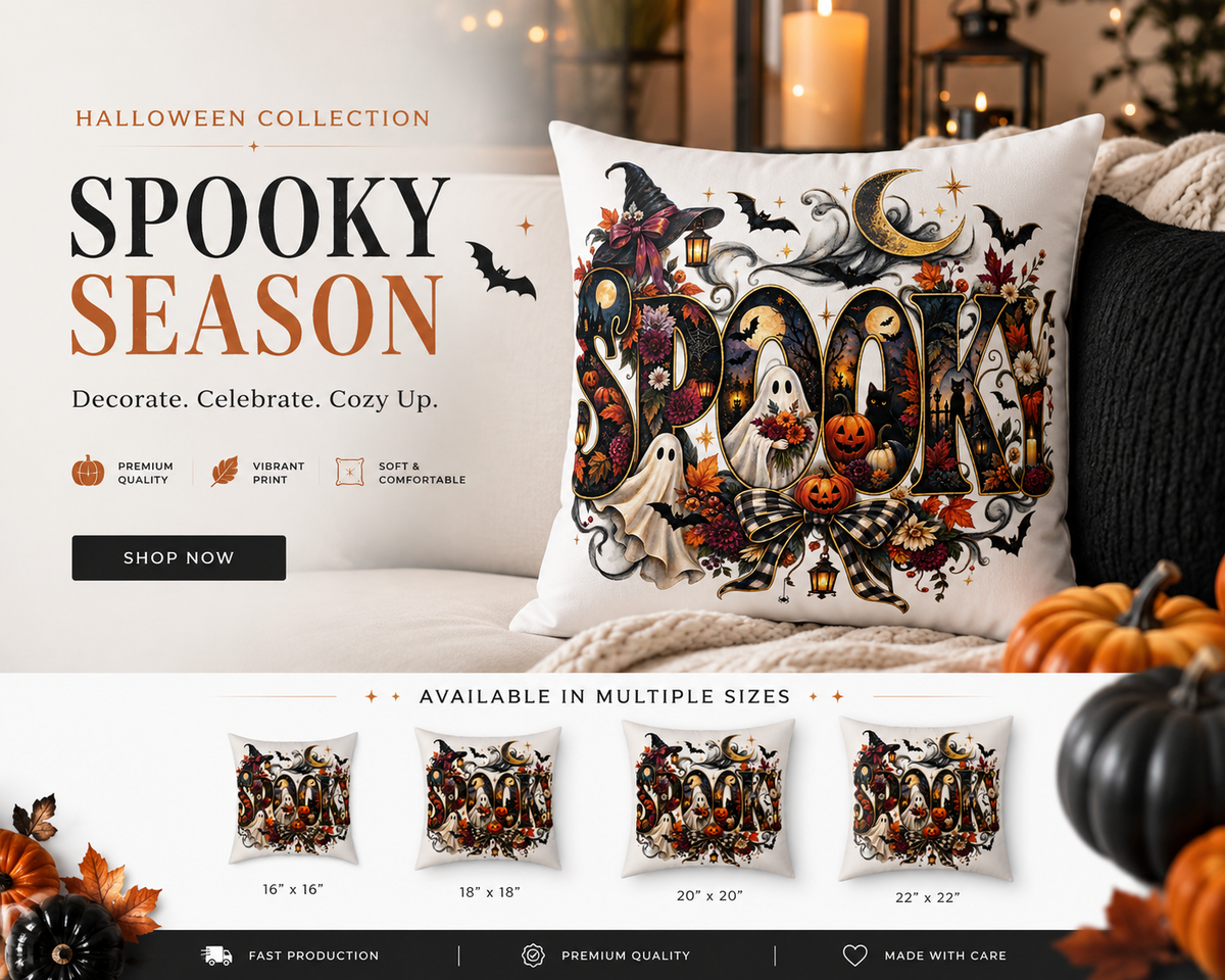 Spooky Halloween Cushion Poly Canvas Fall Home Decor Stuffed Accent Cushions Spooky Festive Collection