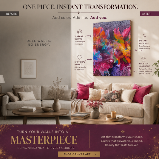 Abstract  Floral botanical Canvas Wall Art – Luxury Modern Statement Art for Living Room & Home Decor