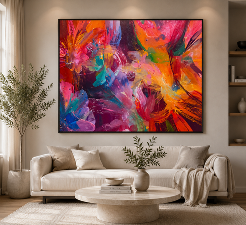 Abstract Flowers Brush Stroke Wall Art Printable Modern Floral Painting Textured Aesthetic Botanical Decor Digital Download