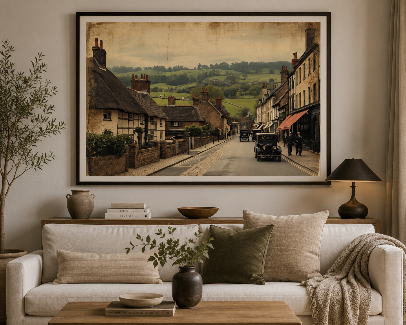 Vintage English Countryside Wall Art Printable Muted Color Landscape Cottagecore Rural Nature Painting Digital Download Home Decor