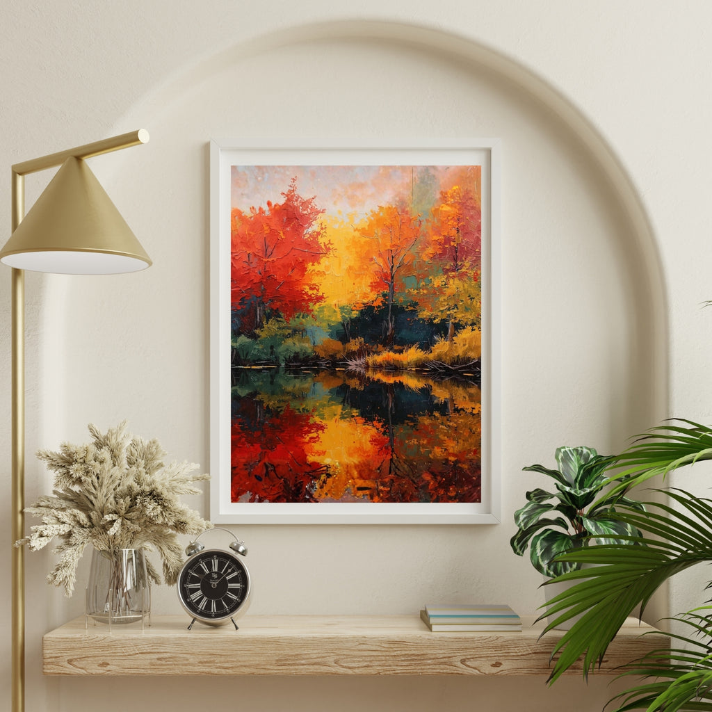 Autumn Trees Abstract Acrylic Wall Art Printable Fall Landscape Modern Nature Painting Warm Seasonal Decor Digital Download