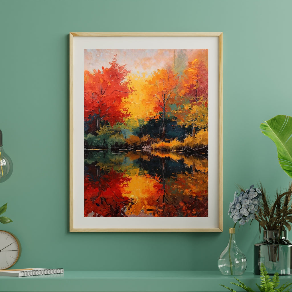 Autumn Trees Abstract Acrylic Wall Art Printable Fall Landscape Modern Nature Painting Warm Seasonal Decor Digital Download