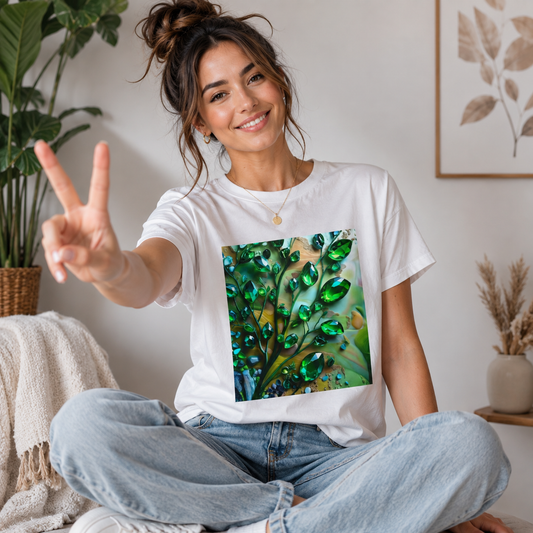 Green Emerald Gemstone Print T-Shirt | Unique Crystal Graphic Tee