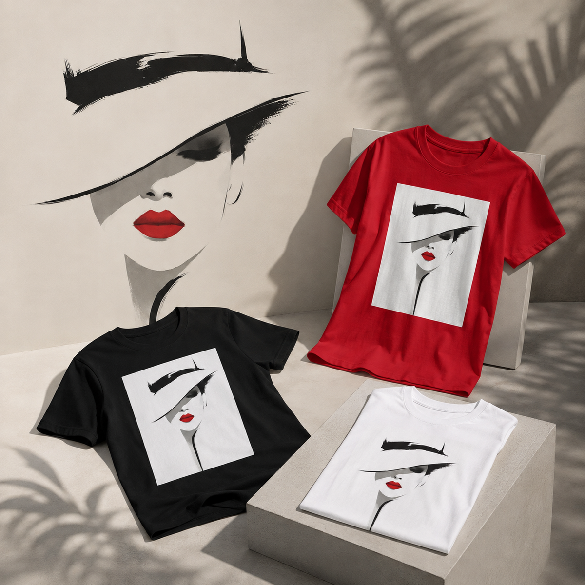 Abstract Woman in Hat Graphic T-Shirt – Modern Minimalist Art Tee