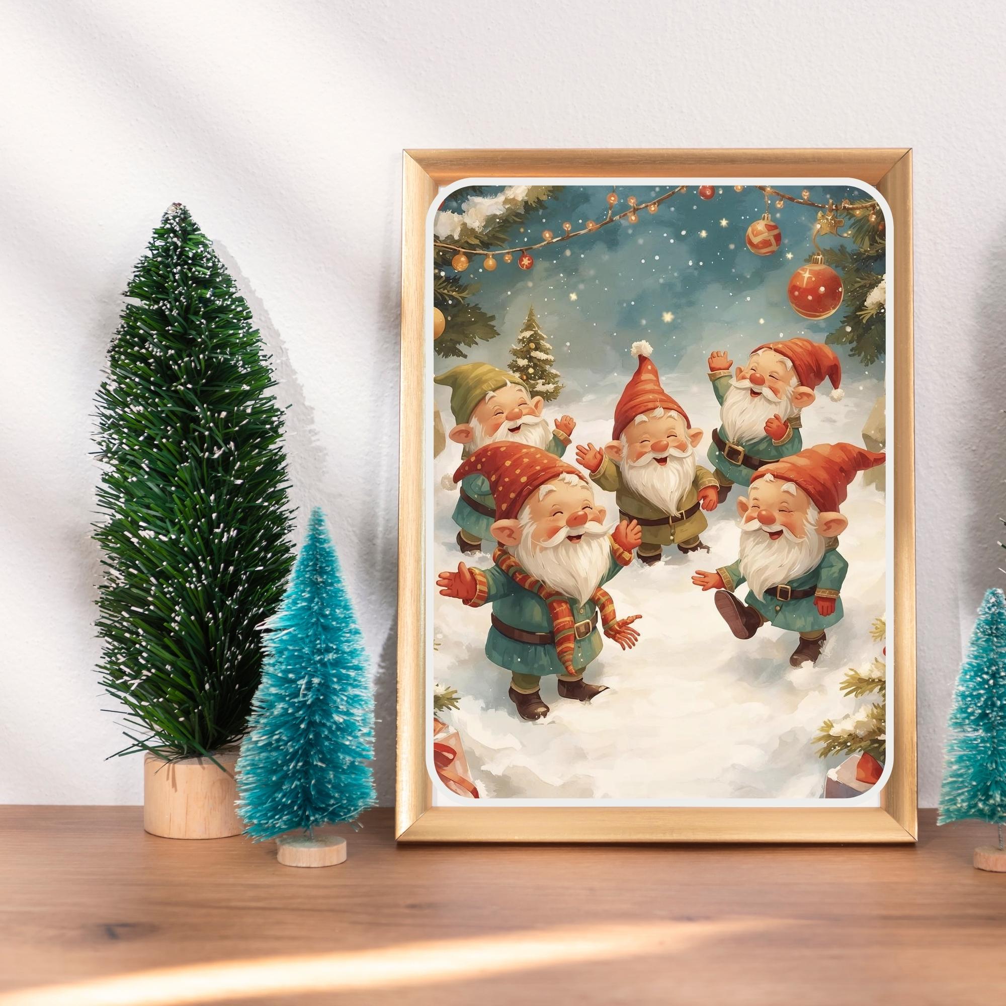 Digital printable image of Christmas dwarfs