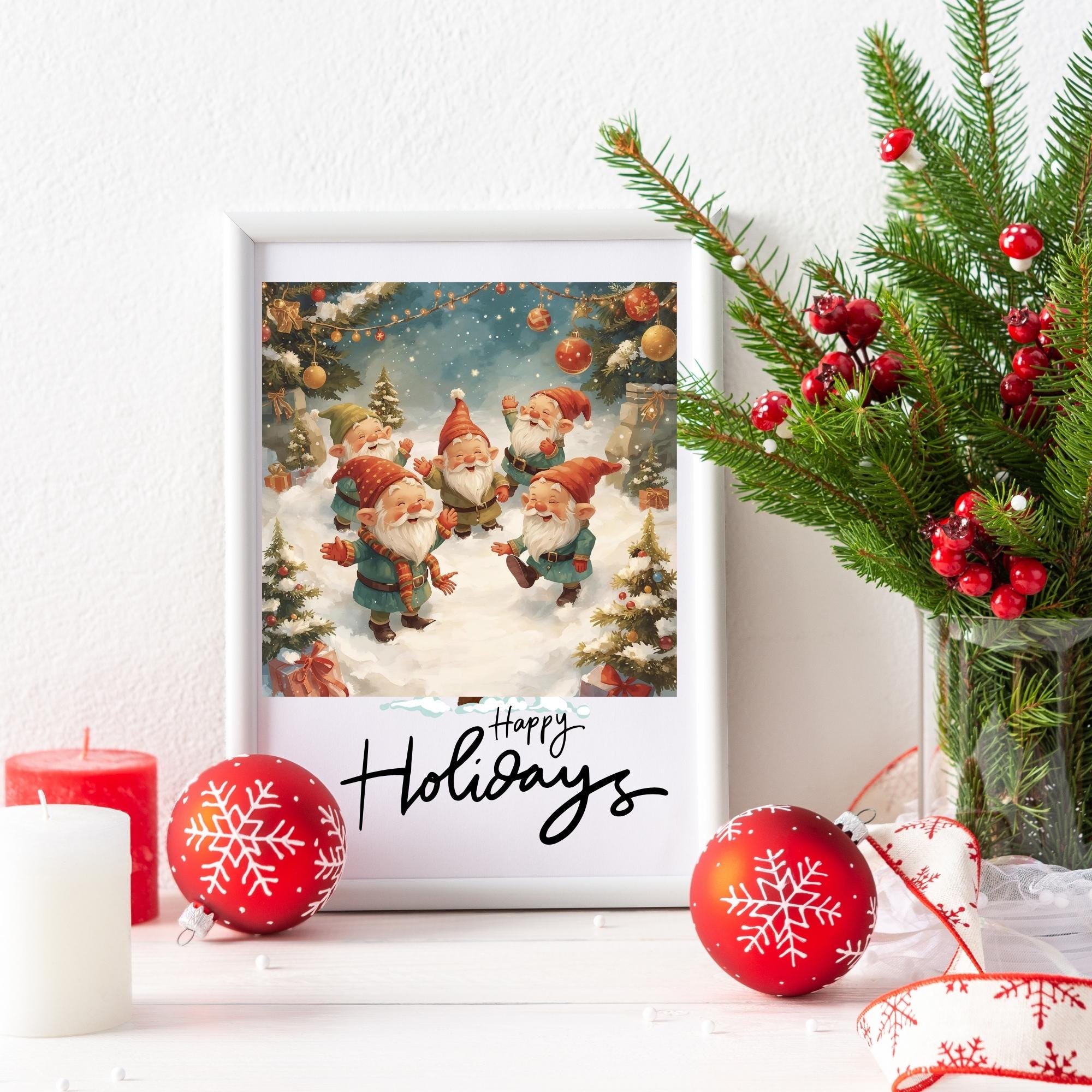 Digital printable image of Christmas dwarfs