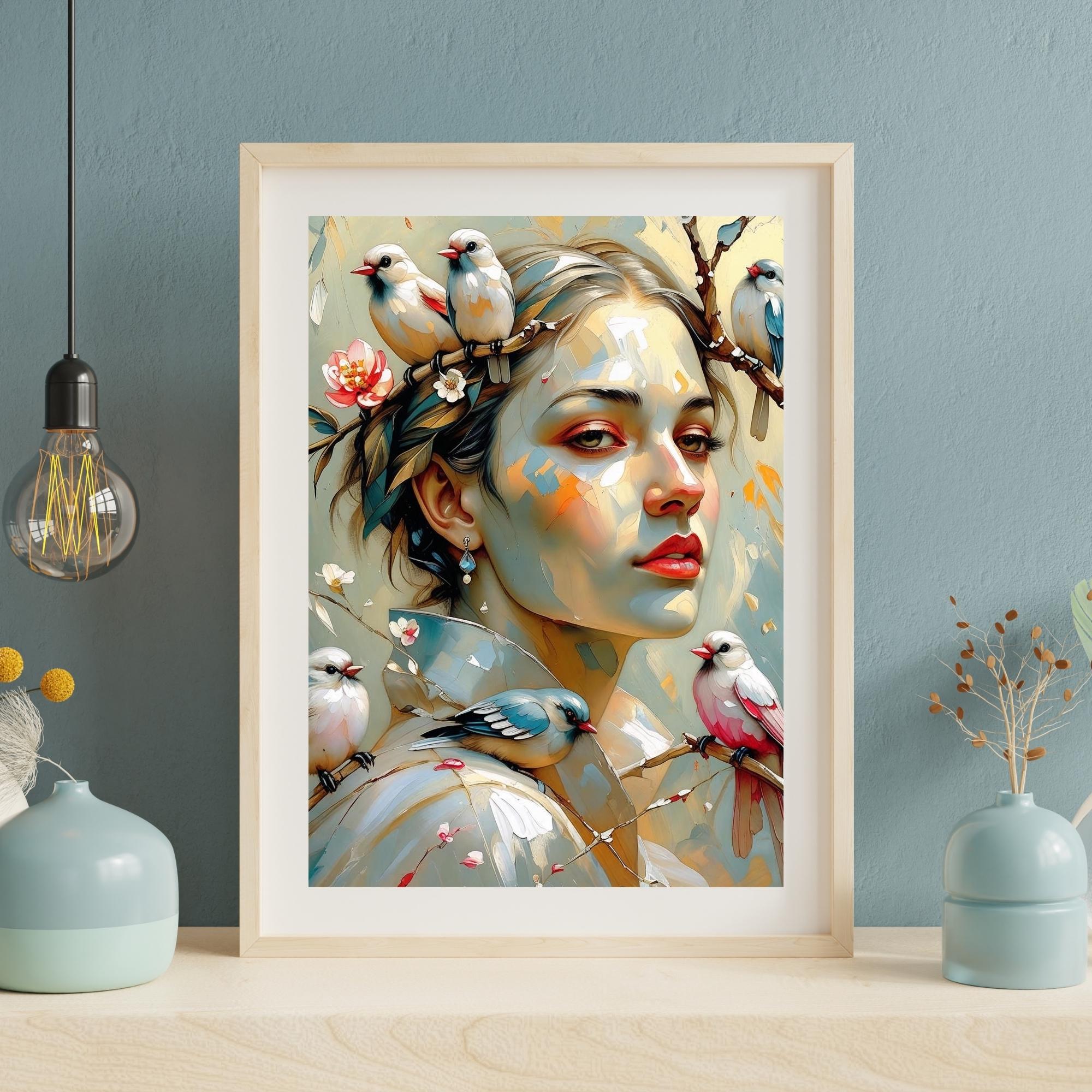 Portrait of a girl and birds