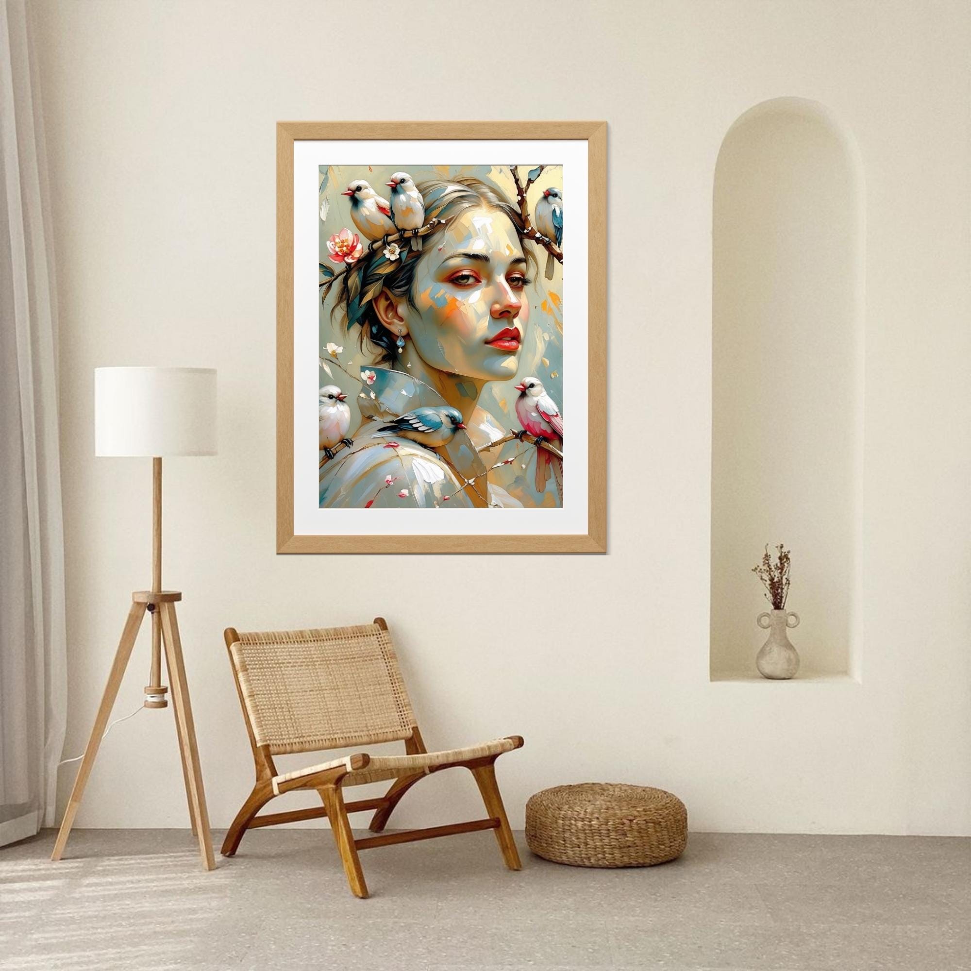 Portrait of a girl and birds
