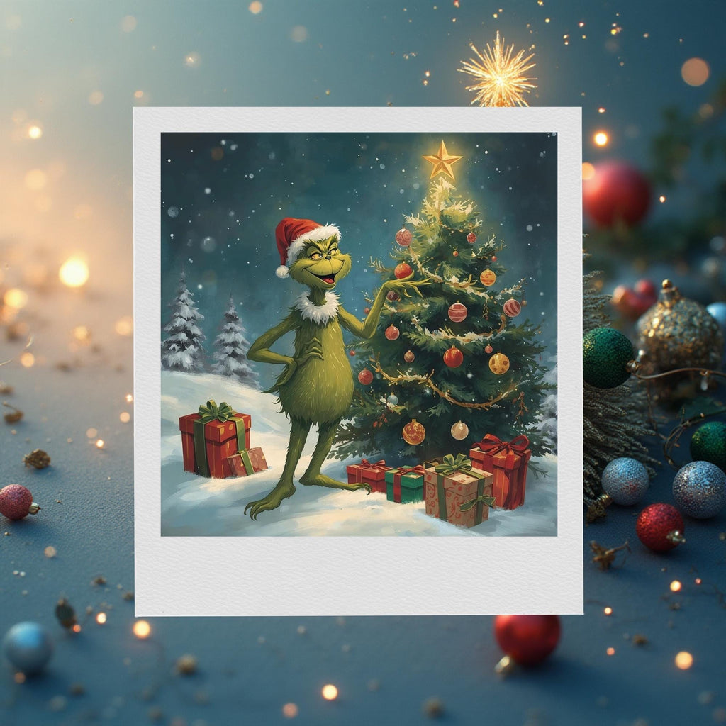 Grinch Christmas Character Wall Art Printable Whimsical Holiday Illustration Festive Winter Cartoon Decor Digital Download