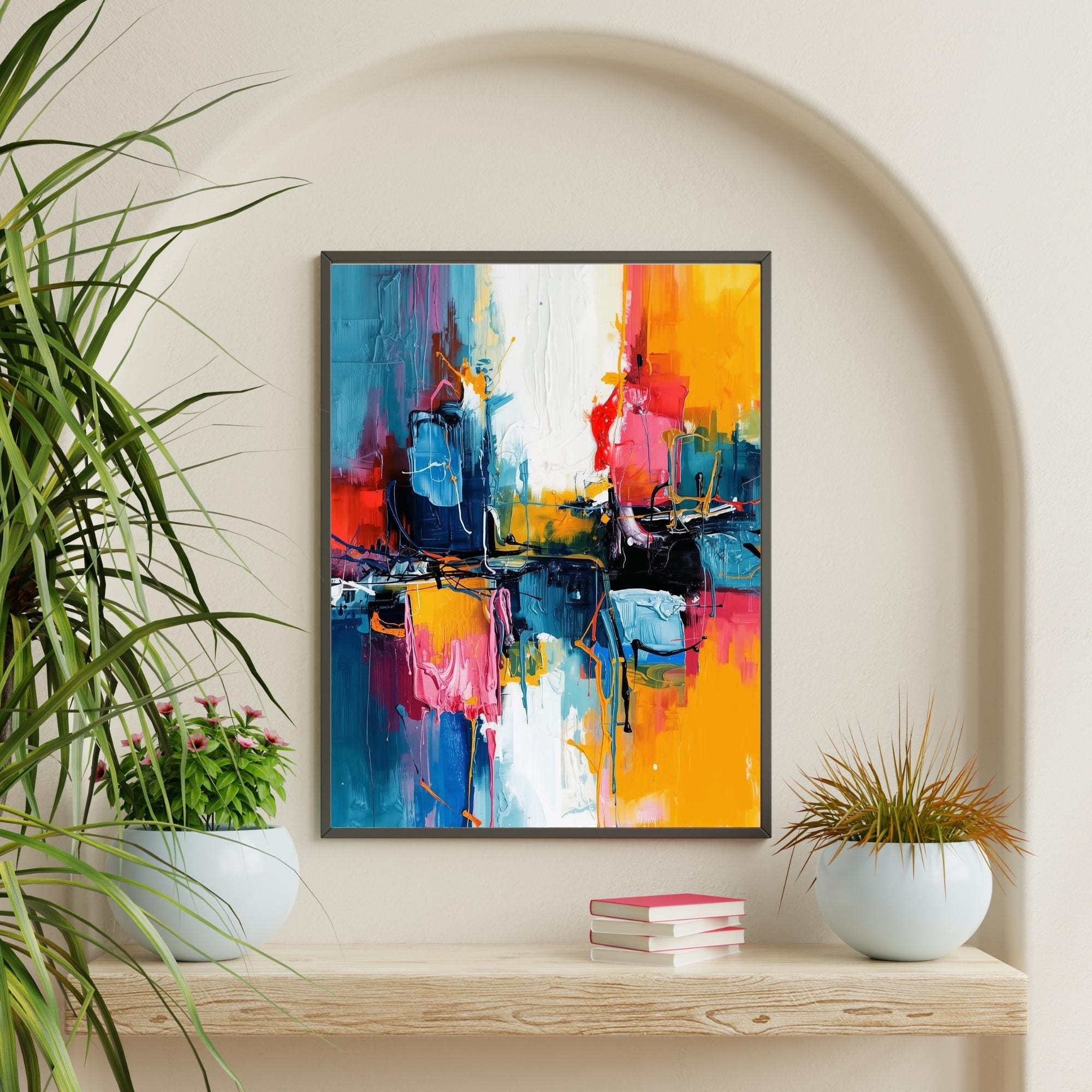 Abstract Acrylic Design Wall Art Printable Modern Fluid Painting Textured Color Splash Contemporary Home Decor Digital Download