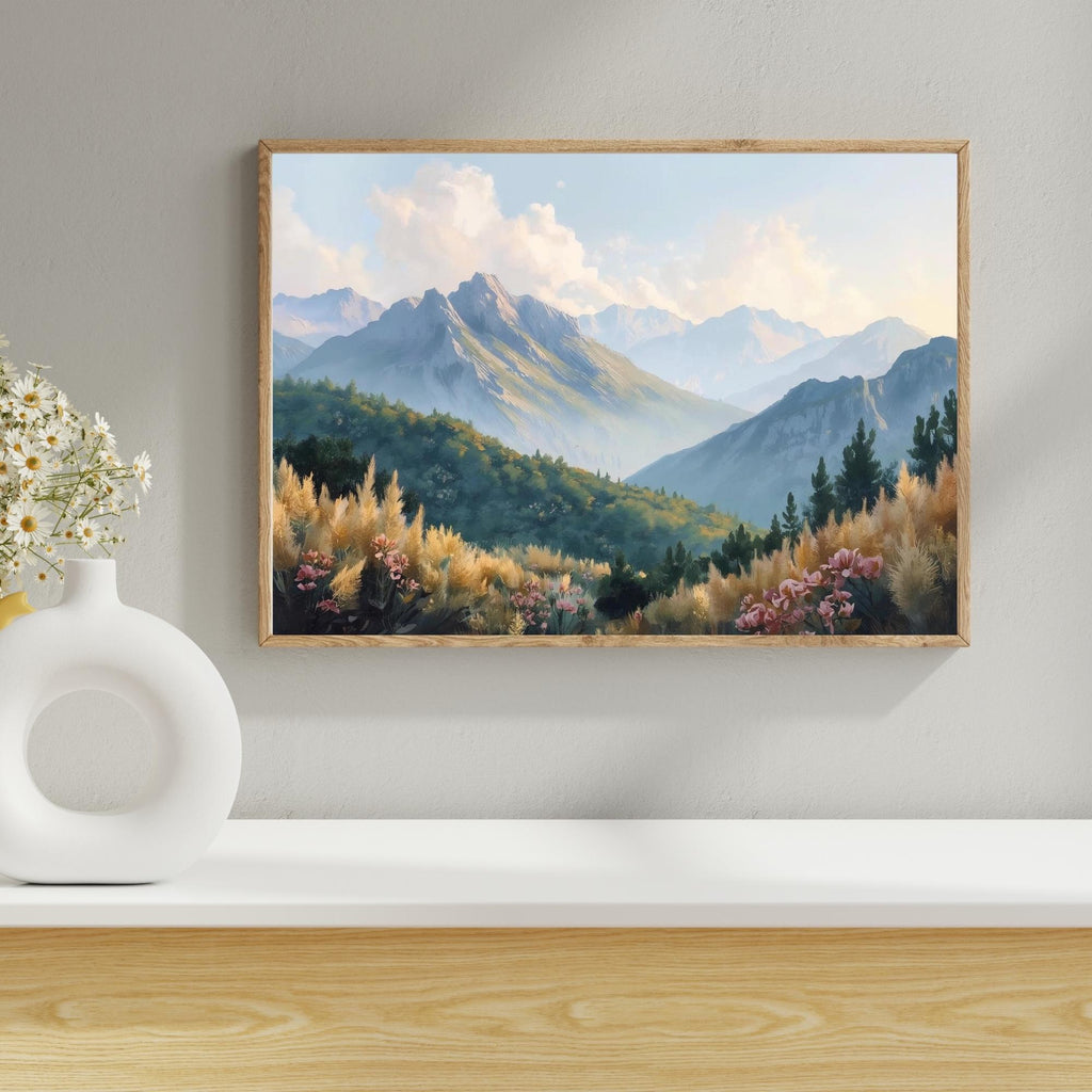 Mountain Landscape Wall Art Printable Nature Scenery Minimalist Peaks Wilderness Travel Decor Digital Download