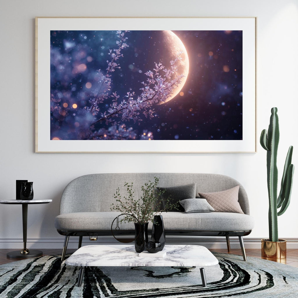 Ethereal Moon Wall Art Printable Celestial Night Sky Fantasy Lunar Glow Minimalist Aesthetic Space Decor Digital Download