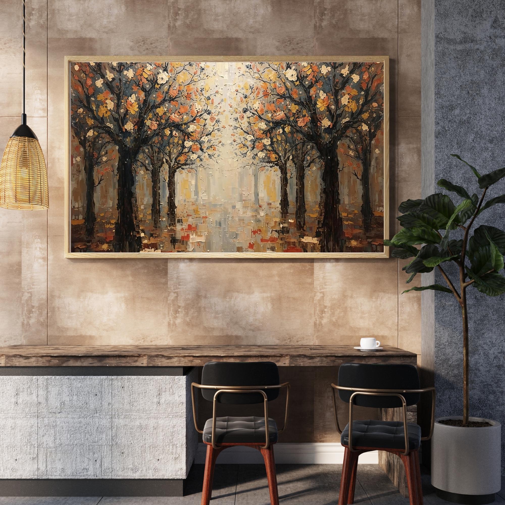 Forest Woods Canvas Wall Art Printable Nature Landscape Painting Rustic Trees Scenic Woodland Decor Digital Download