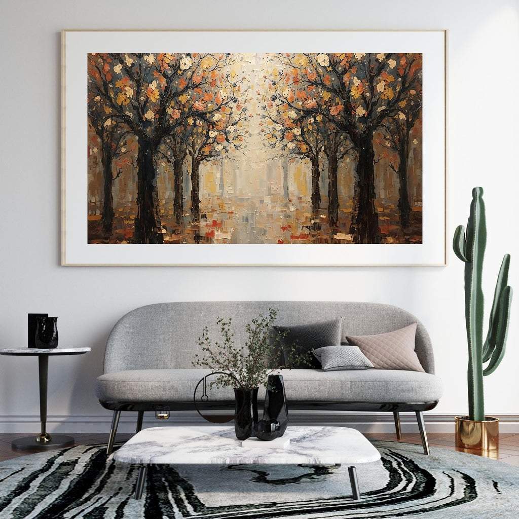 Forest Woods Canvas Wall Art Printable Nature Landscape Painting Rustic Trees Scenic Woodland Decor Digital Download