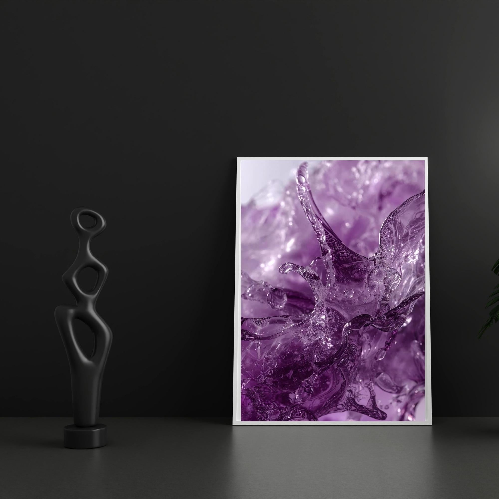 Purple Splash Abstract Wall Art Printable Fluid Acrylic Paint Modern Color Burst Minimalist Home Decor Digital Download