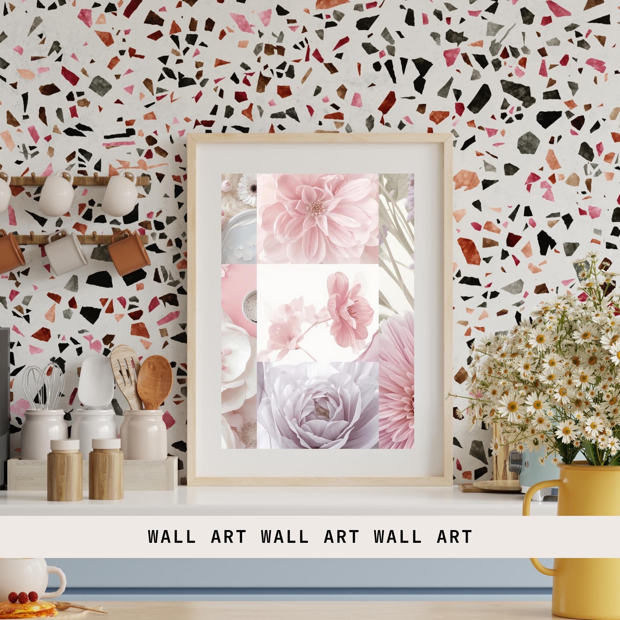 Floral Collage Wall Art Printable Modern Botanical Composition Mixed Flowers Aesthetic Home Decor Digital Download