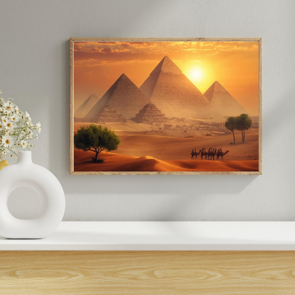 Egyptian Pyramids Wall Art Printable Ancient Desert Landscape Travel Photography Historical Monument Decor Digital Download