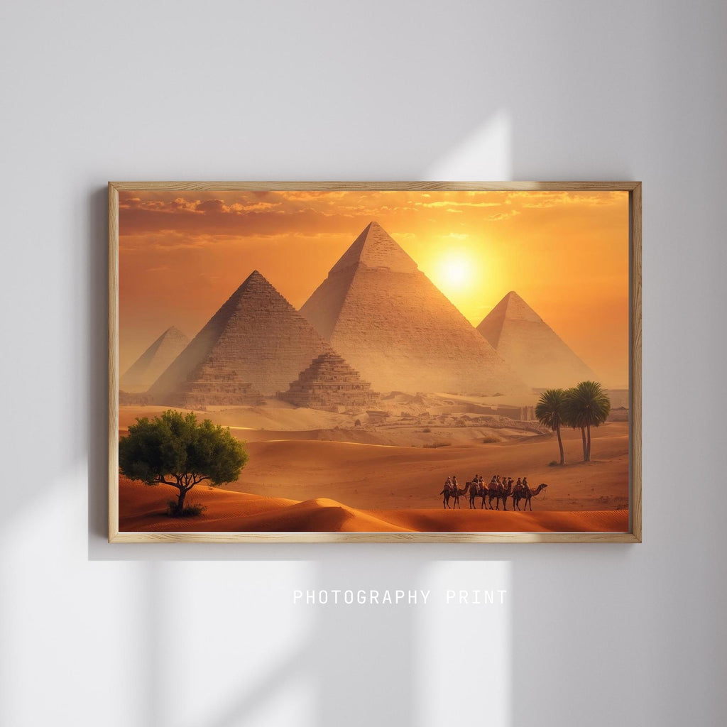 Egyptian Pyramids Wall Art Printable Ancient Desert Landscape Travel Photography Historical Monument Decor Digital Download