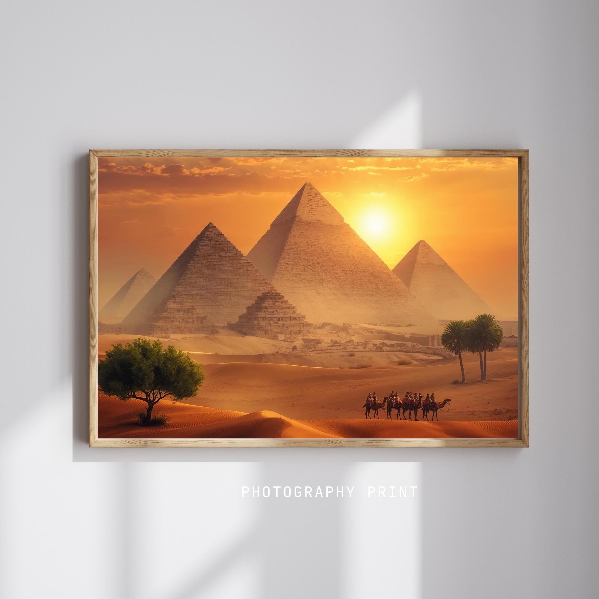 Egyptian Pyramids Wall Art Printable Ancient Desert Landscape Travel Photography Historical Monument Decor Digital Download