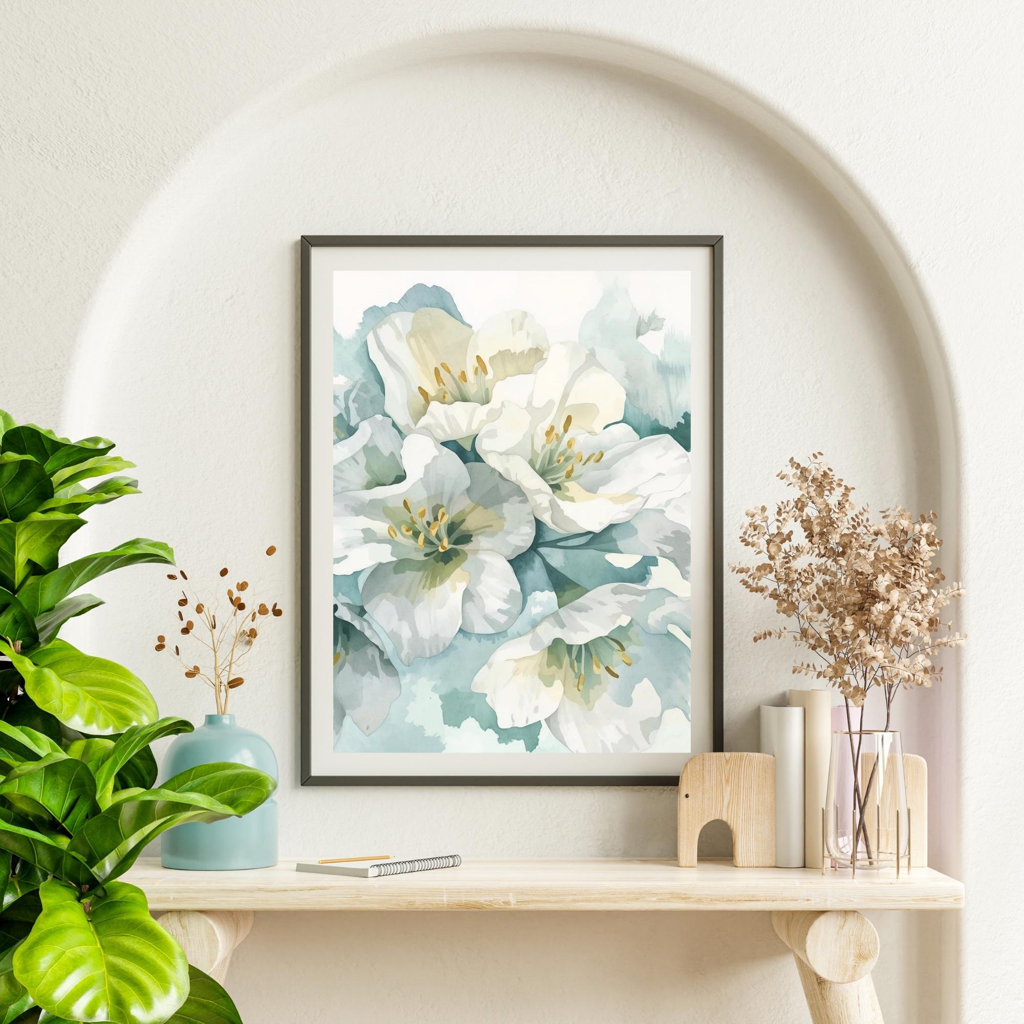 Abstract Bluebells Flowers Wall Art Printable Blue Floral Painting Modern Botanical Minimalist Aesthetic Home Decor Digital Download