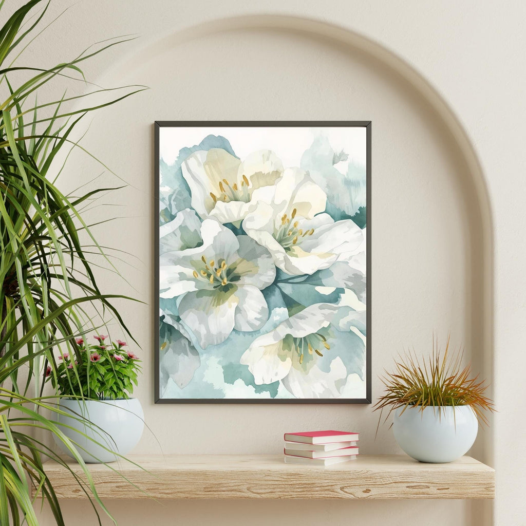 Abstract Bluebells Flowers Wall Art Printable Blue Floral Painting Modern Botanical Minimalist Aesthetic Home Decor Digital Download