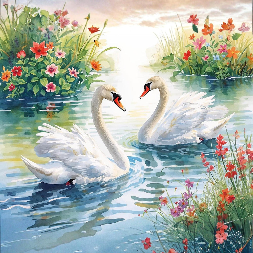 Swans Wall Art Printable Elegant Nature Bird Illustration Romantic Lake Wildlife Minimalist Home Decor Digital Download