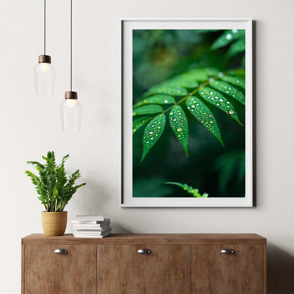 Dew Covered Leaf Wall Art Printable Nature Macro Photography Botanical Minimalist Green Aesthetic Home Decor Digital Download