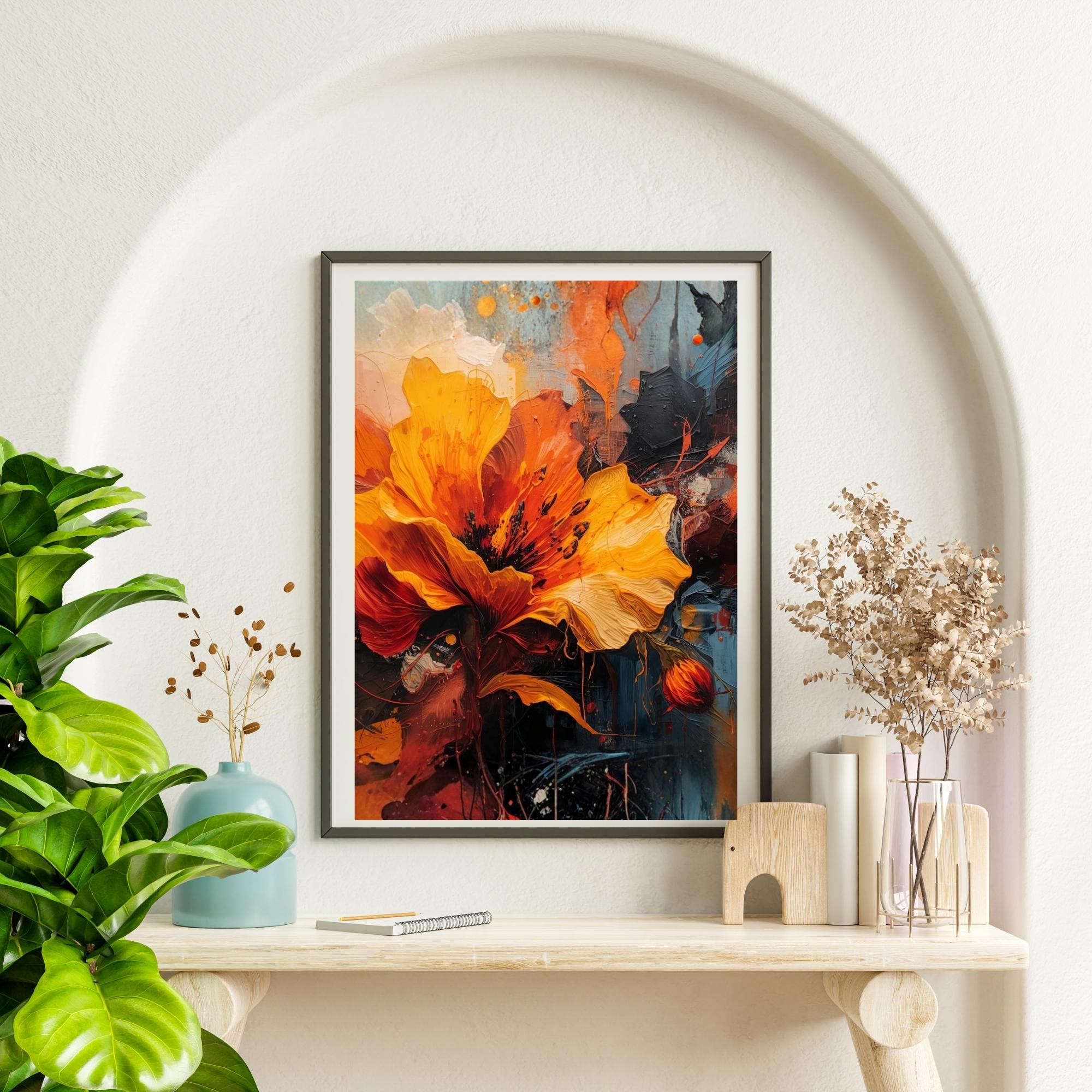 Abstract Flowers Wall Art Printable Modern Floral Painting Minimalist Botanical Aesthetic Home Decor Digital Download