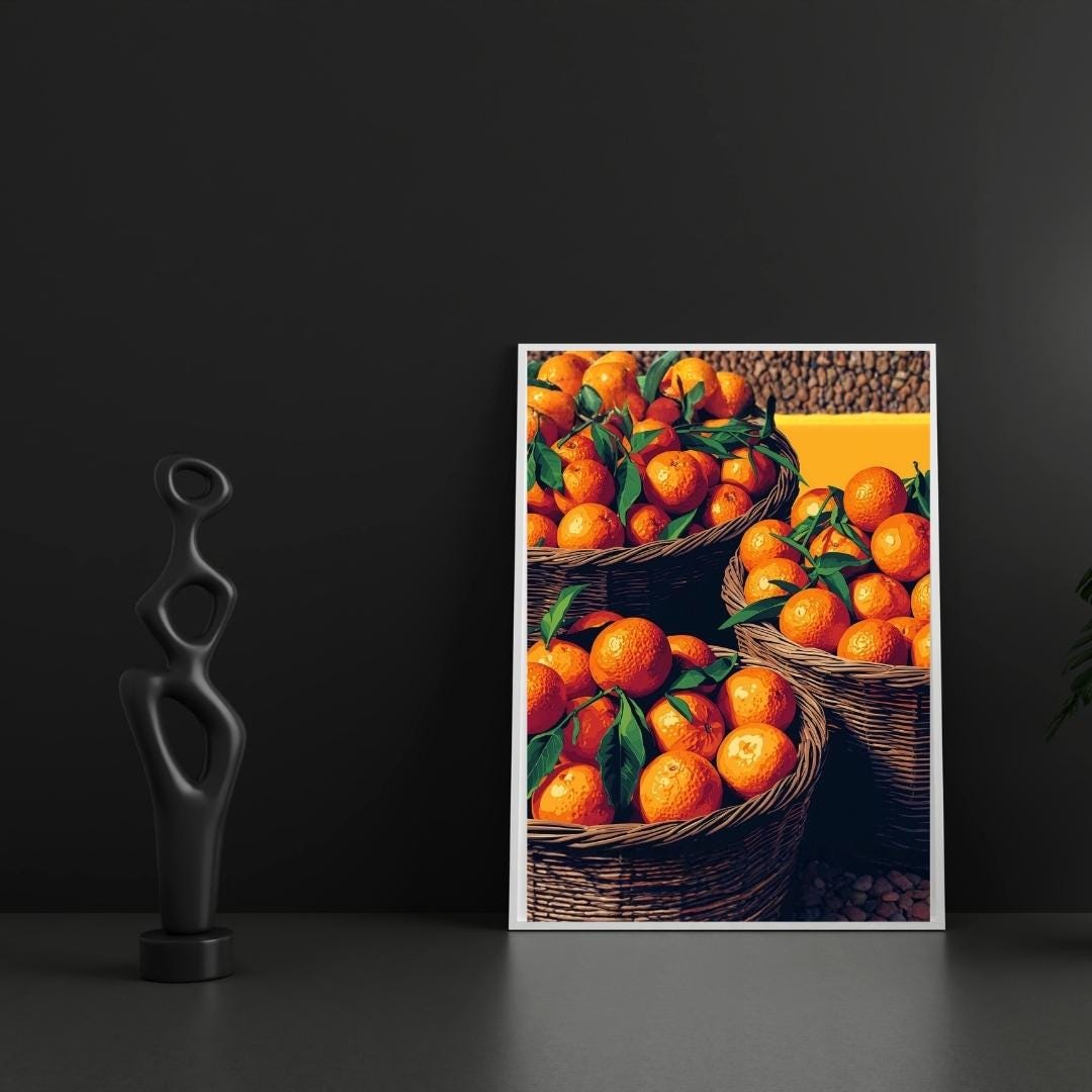 Pop Art Oranges Wall Art Printable Bold Citrus Fruit Illustration Vibrant Modern Kitchen Decor Colorful Digital Download