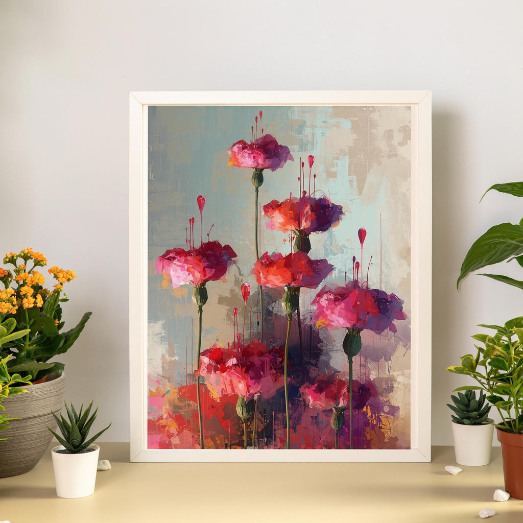 Abstract Roses Wall Art Printable Modern Floral Painting Minimalist Botanical Aesthetic Home Decor Digital Download