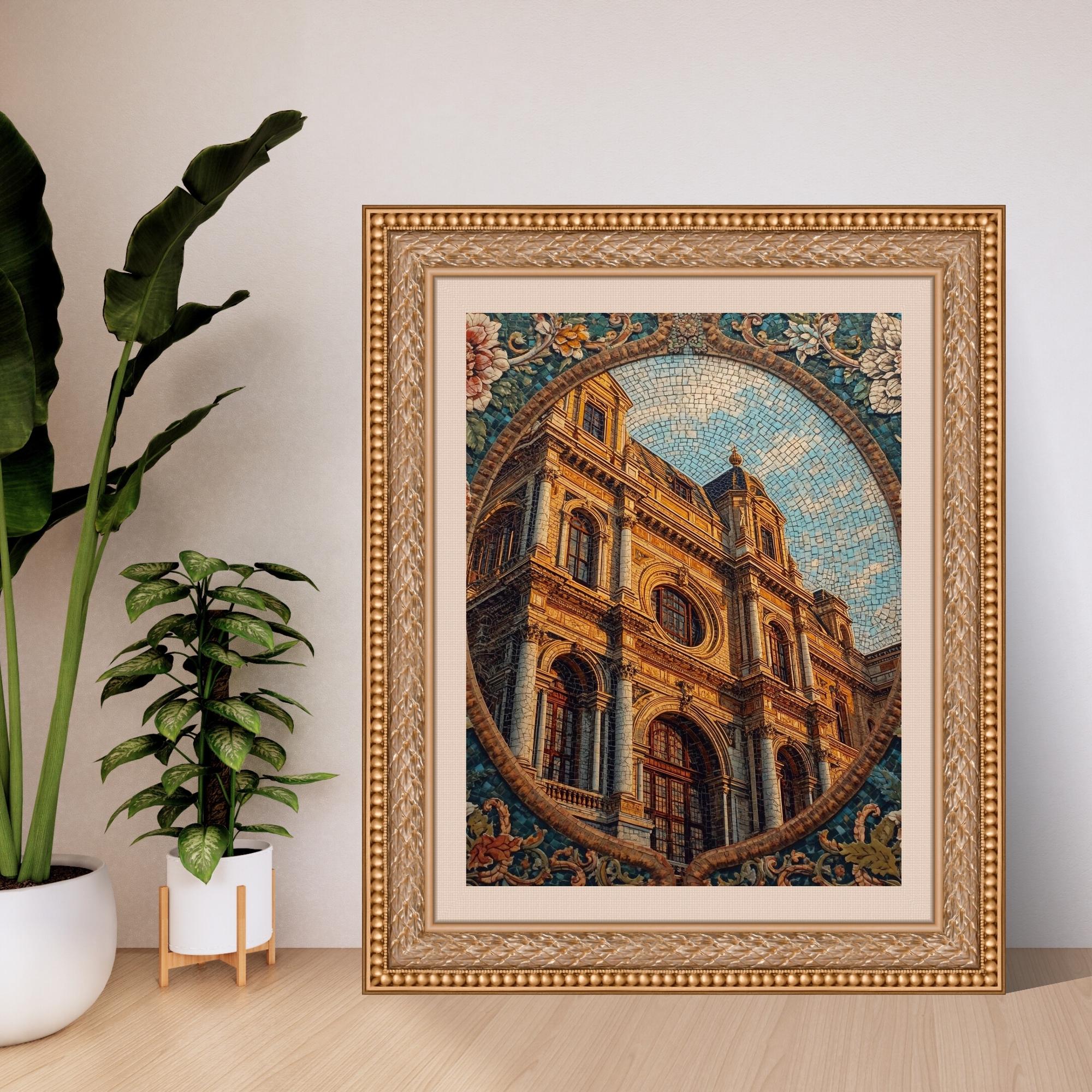 Vintage Mosaic Inspired Wall Art Printable Abstract Classical Tile Pattern Antique Style Decorative Digital Download Home Decor