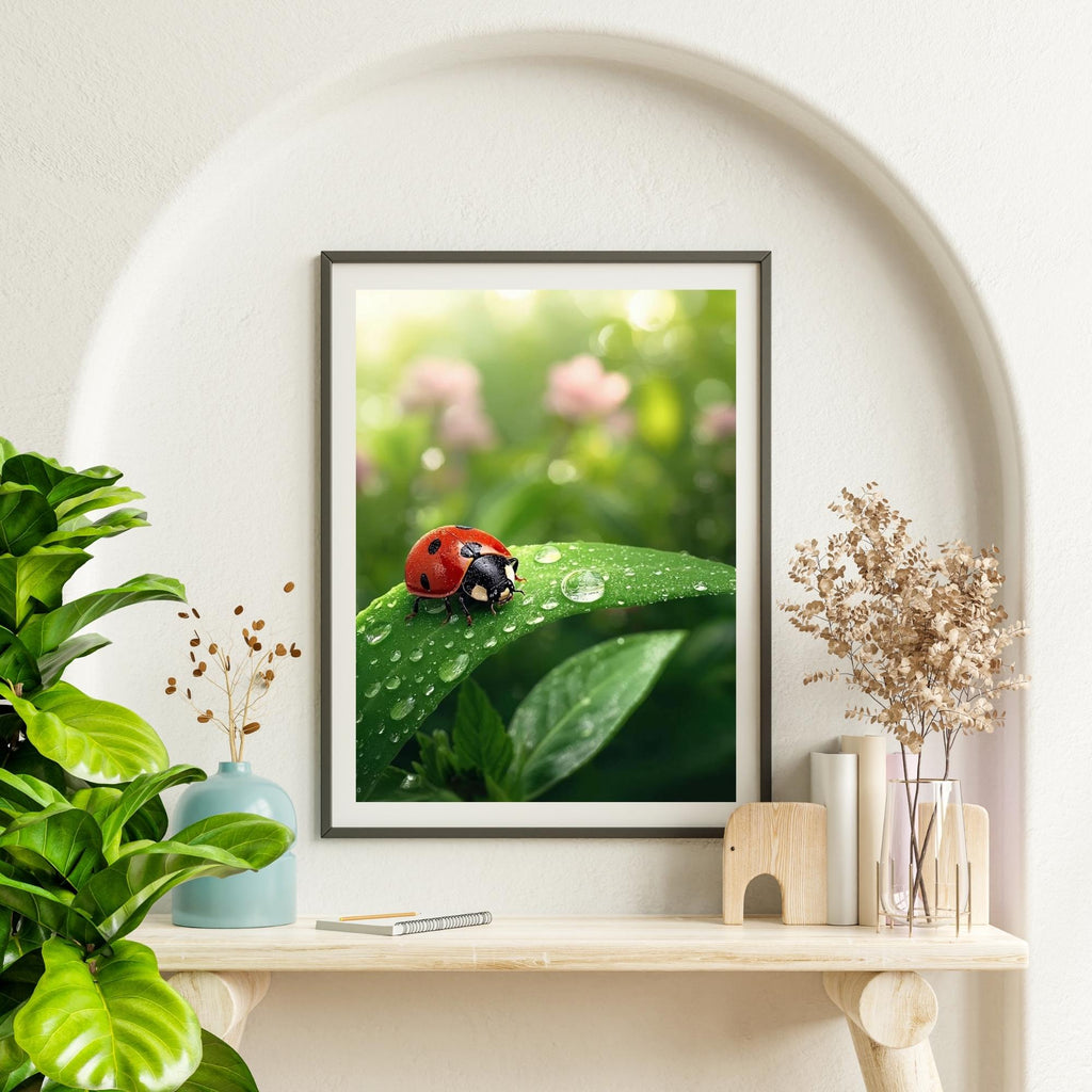 Ladybug Illustration Wall Art Printable Cute Insect Nature Close Up Botanical Wildlife Minimalist Decor Digital Download