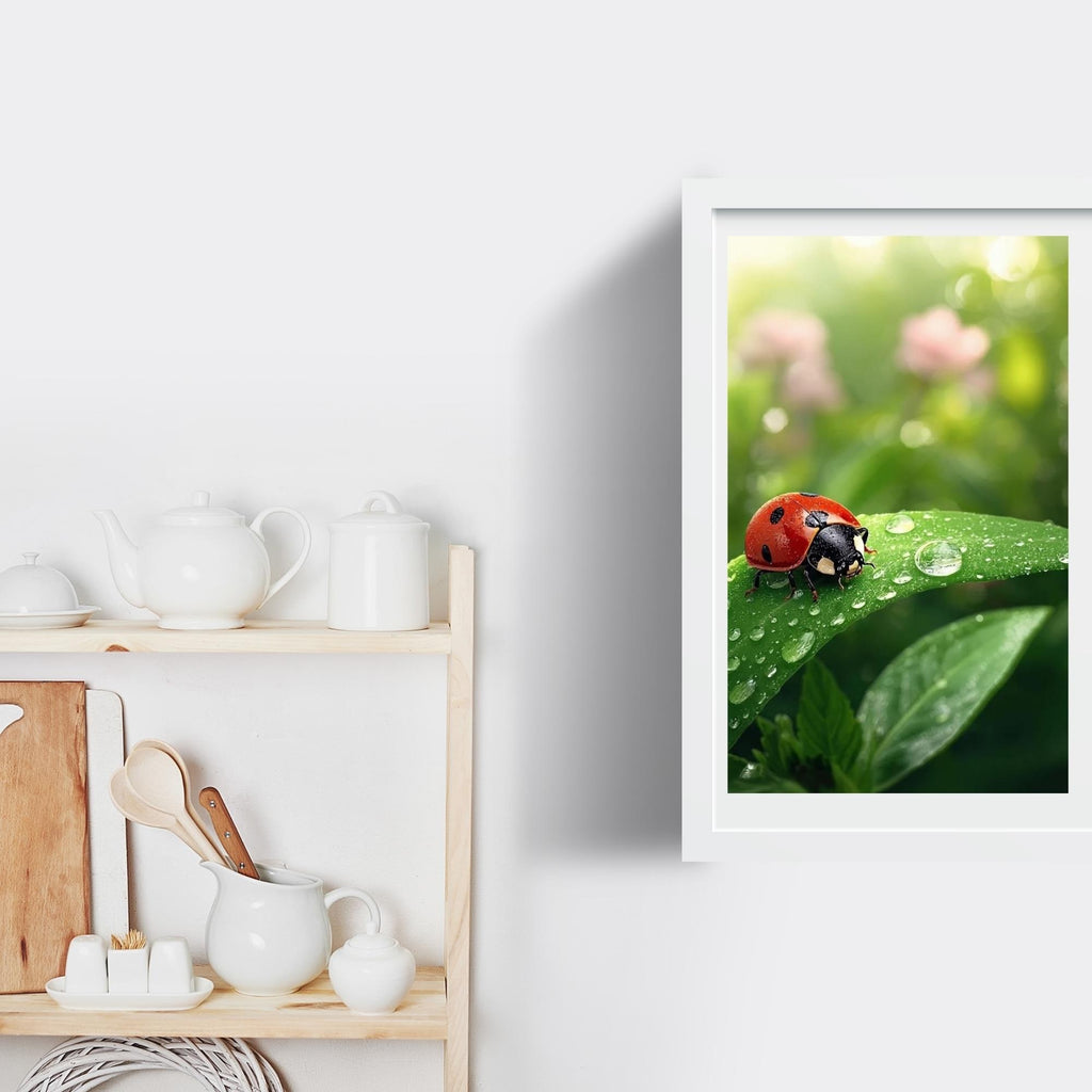 Ladybug Illustration Wall Art Printable Cute Insect Nature Close Up Botanical Wildlife Minimalist Decor Digital Download