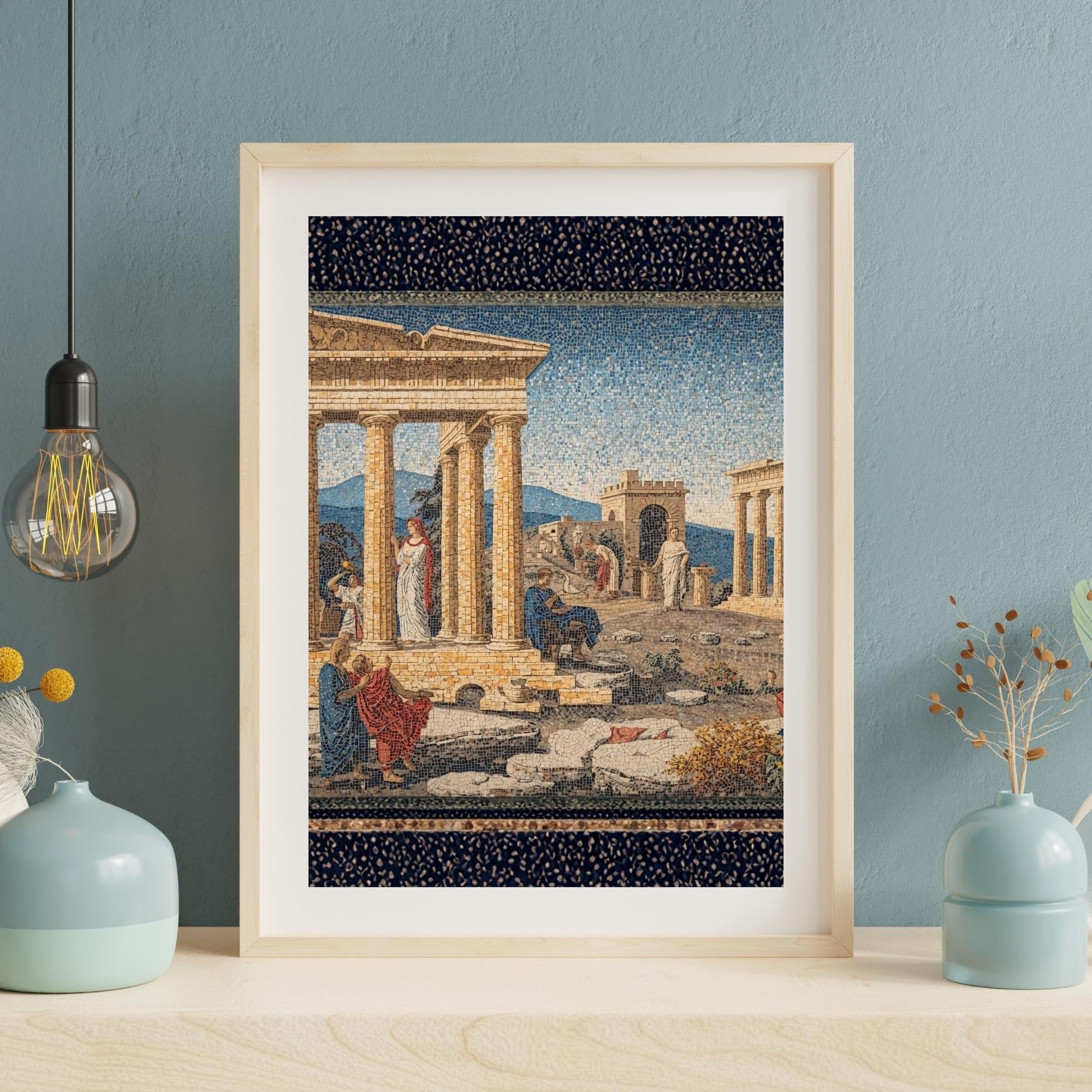 Ancient Greece Mosaic Art Wall Print Printable Classical Greek Heritage Ruins Mythology Inspired Historical Decor Digital Download