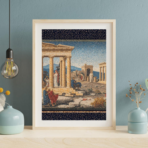 Ancient Greece Mosaic Art Wall Print Printable Classical Greek Heritage Ruins Mythology Inspired Historical Decor Digital Download