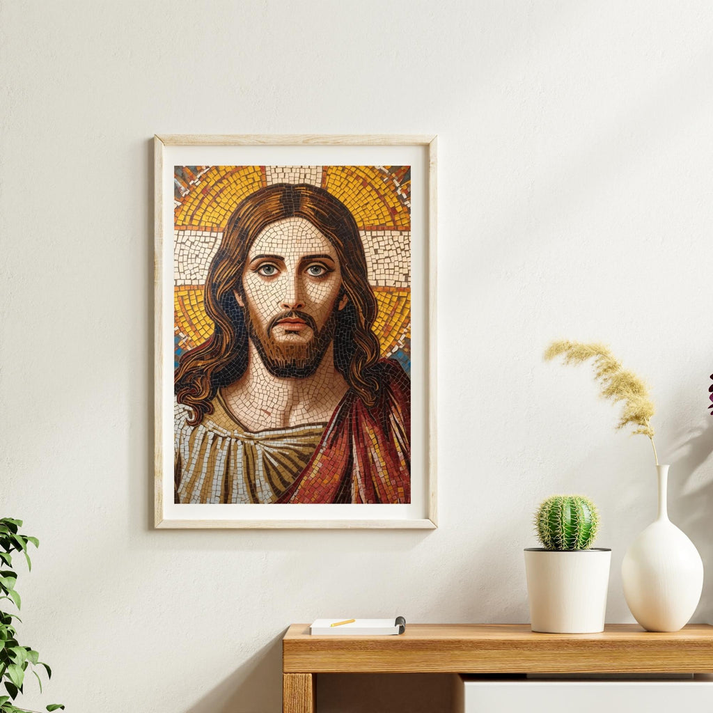 Jesus Mosaic Portrait Wall Art Printable Religious Christian Art Sacred Byzantine Style Church Decor Digital Download