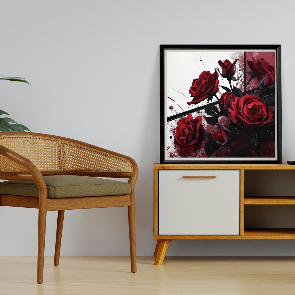 Abstract Burgundy Roses Wall Art Printable Floral Modern Aesthetic Romantic Botanical Decor Digital Download