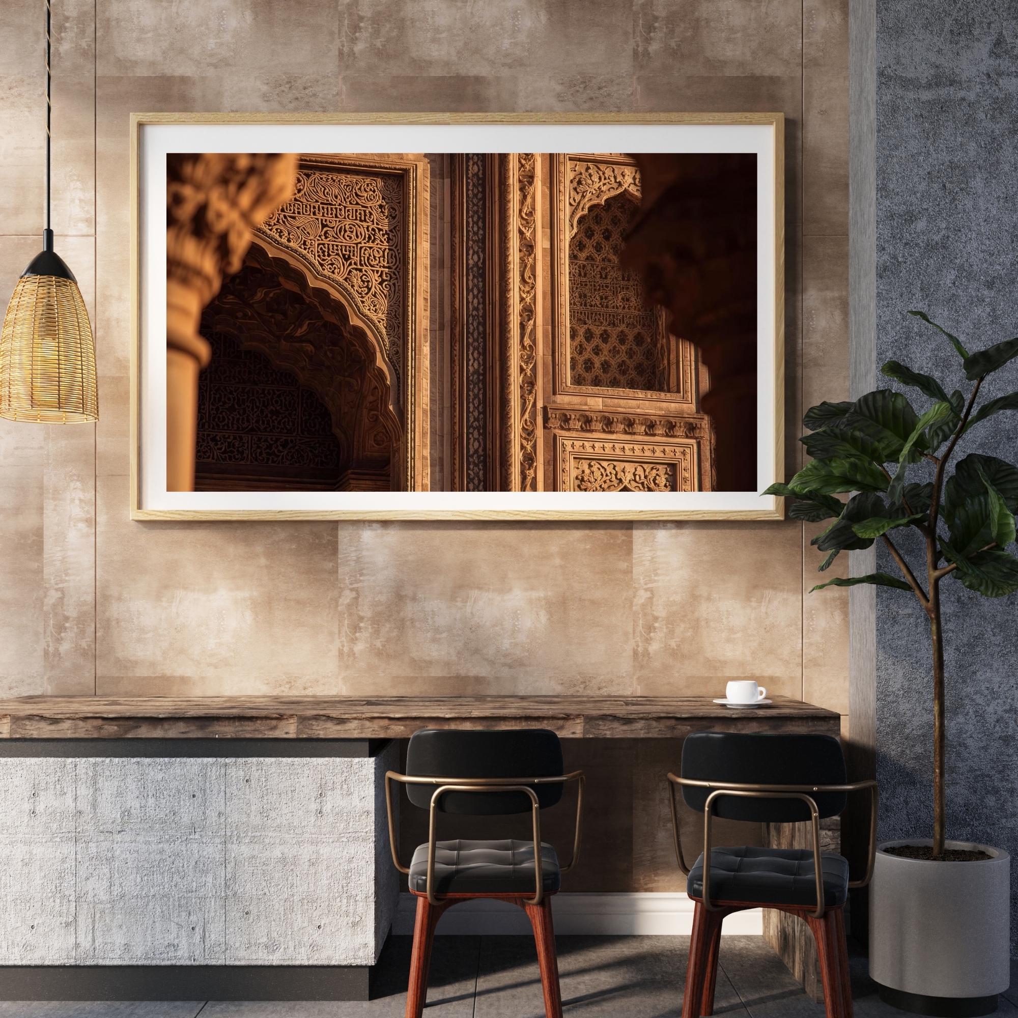 Mughal Architectural Carvings Wall Art Printable Intricate Islamic Heritage Stone Design Historical Pattern Decor Digital Download